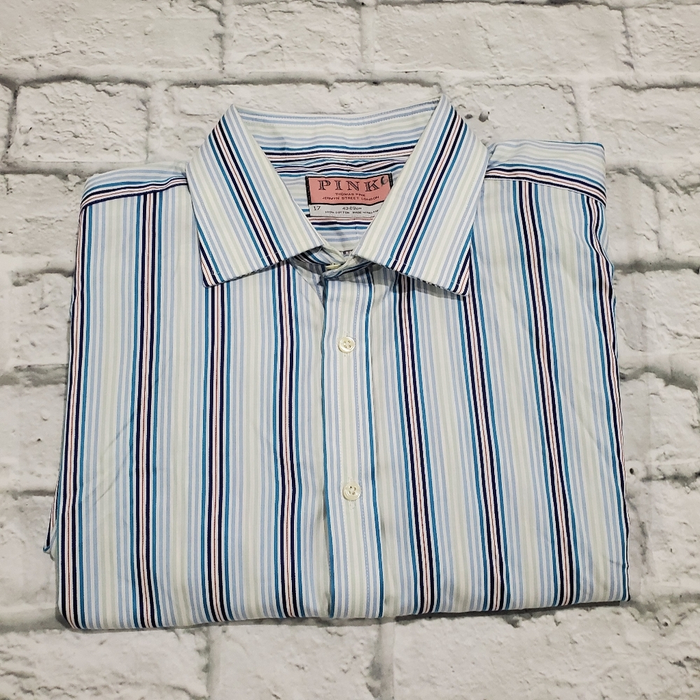 Thomas Pink Striped Shirt Size 17